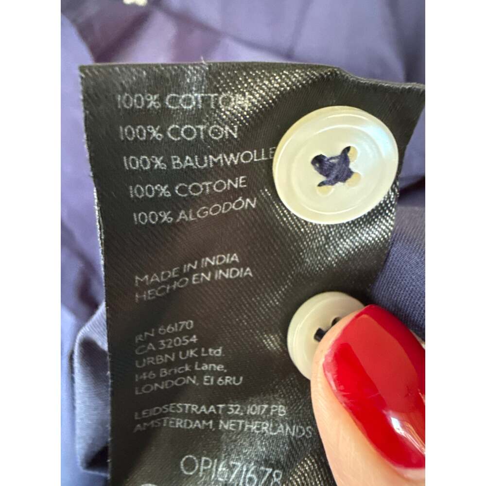 Maeve Anthropologie Navy Blue Cotton Button Down Shirt Tunic 1X Relaxed Fit - Picture 6 of 10